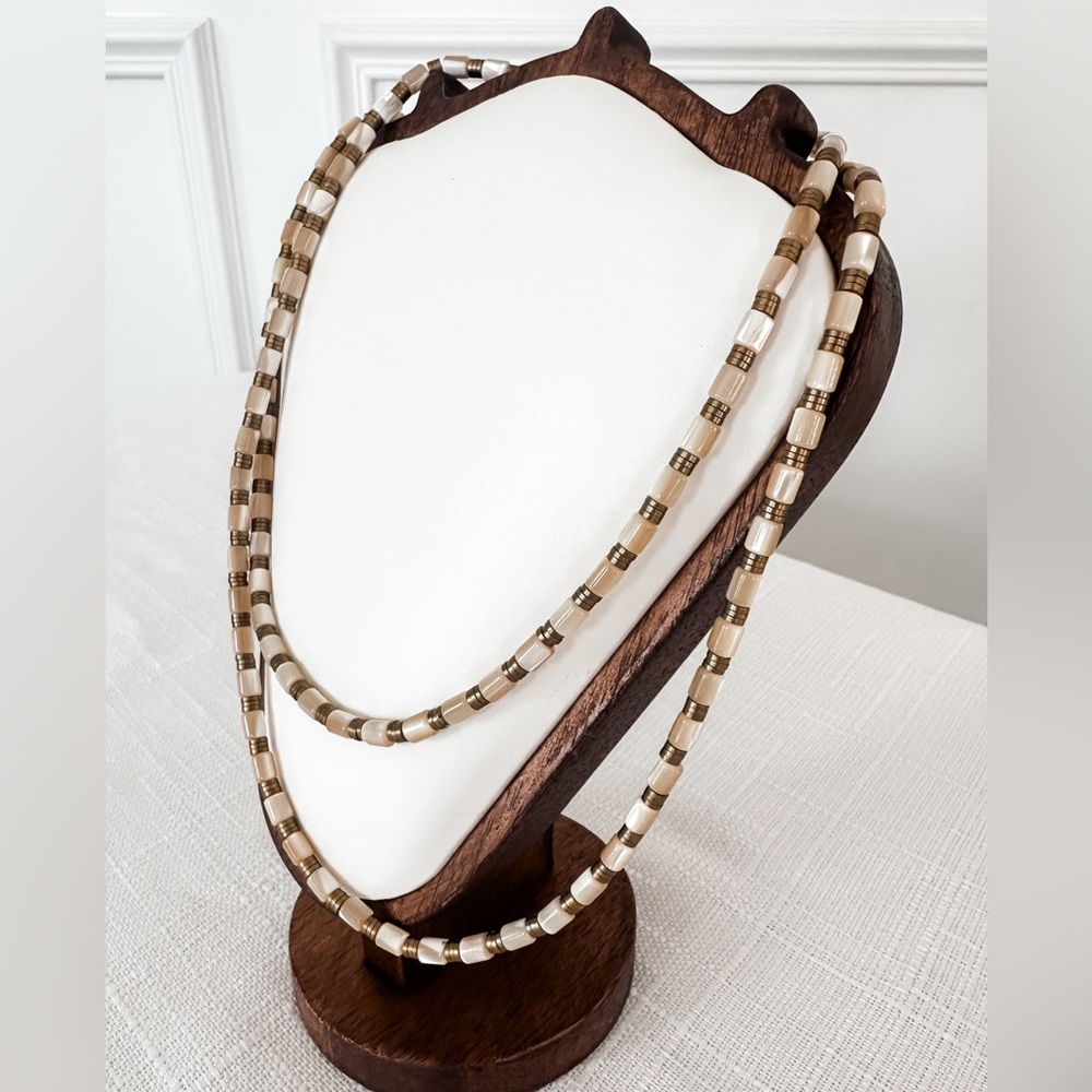 Serefina Long Beaded Necklace Boho Neutral Layered Statement Anthropologie Style
